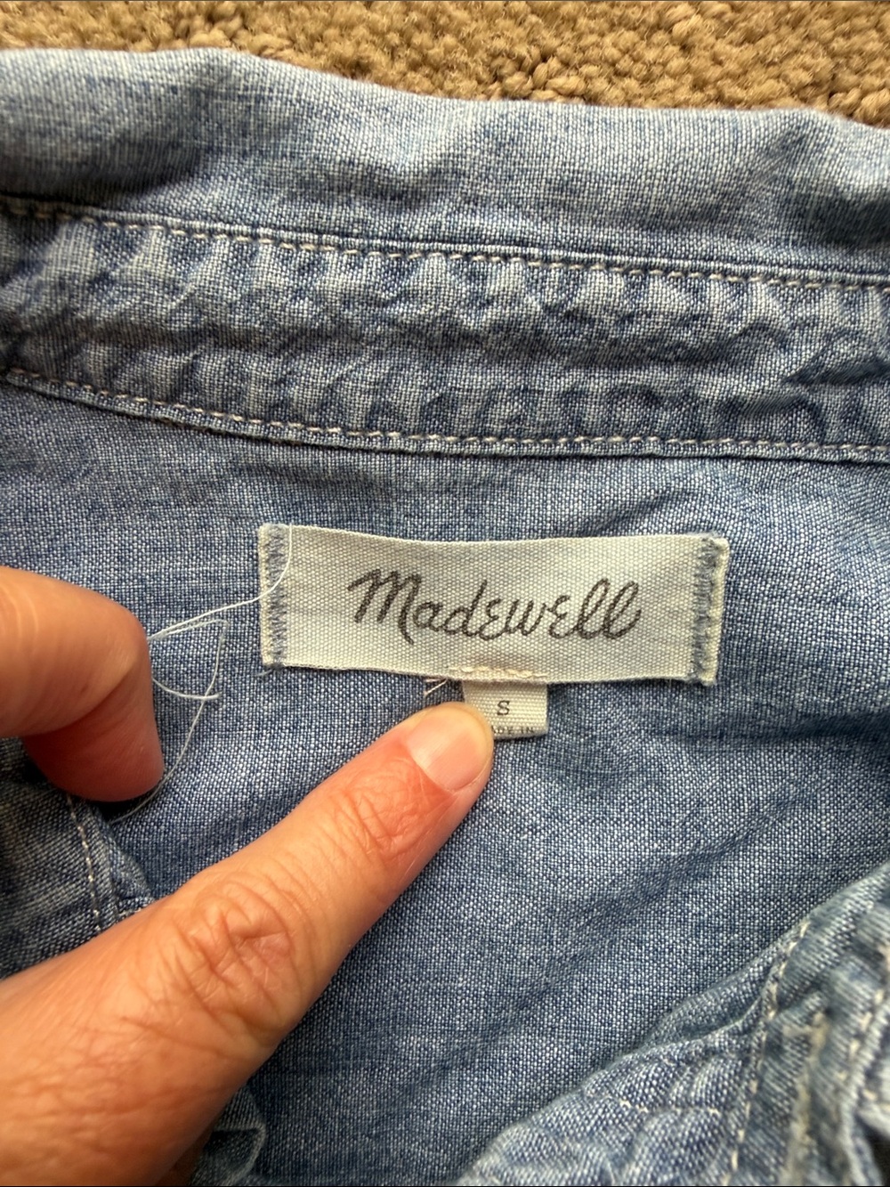 Madewell Light Blue Chambray classic ex boyfriend Button-Down Shirt,small - Picture 4 of 6